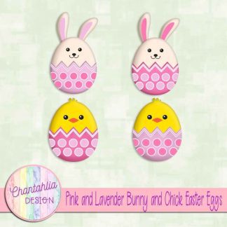 Free pink and lavender bunny and chick Easter eggs