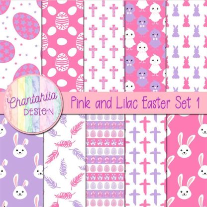 Free pink and lilac Easter digital papers