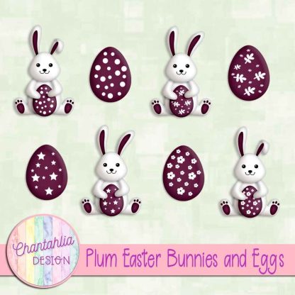 Free plum Easter bunnies and eggs