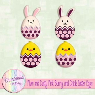 Free plum and dusty pink bunny and chick Easter eggs