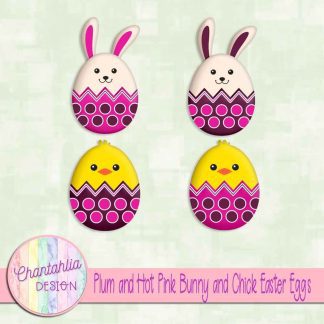 Free plum and hot pink bunny and chick Easter eggs