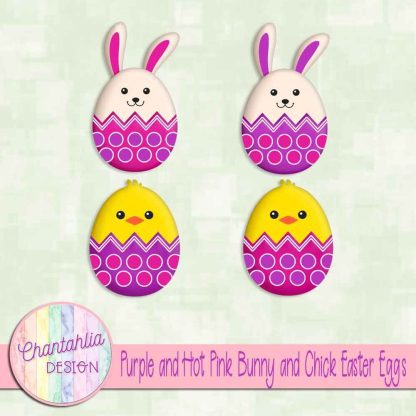 Free purple and hot pink bunny and chick Easter eggs