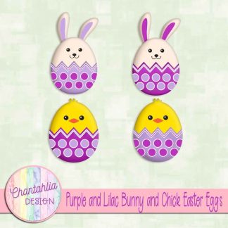 Free purple and lilac bunny and chick Easter eggs