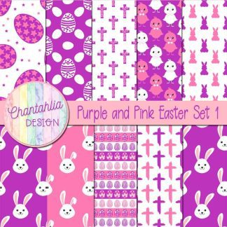 Free purple and pink Easter digital papers
