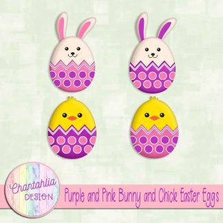 Free purple and pink bunny and chick Easter eggs