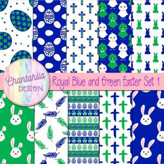 Free royal blue and green Easter digital papers