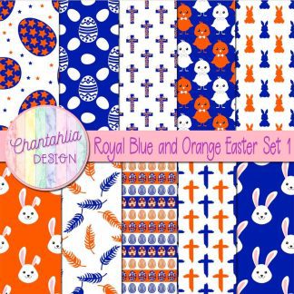 Free royal blue and orange Easter digital papers