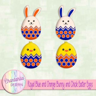 Free royal blue and orange bunny and chick Easter eggs