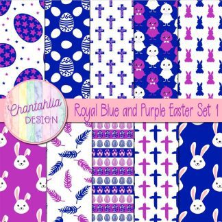 Free royal blue and purple Easter digital papers