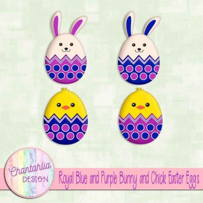 Free royal blue and purple bunny and chick Easter eggs