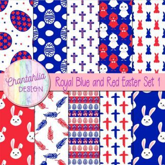 Free royal blue and red Easter digital papers