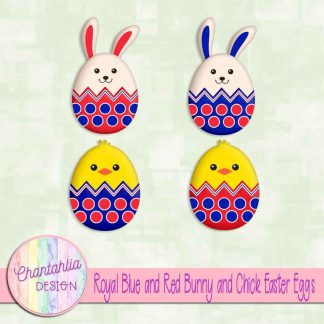 Free royal blue and red bunny and chick Easter eggs