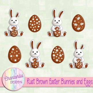 Free rust brown Easter bunnies and eggs
