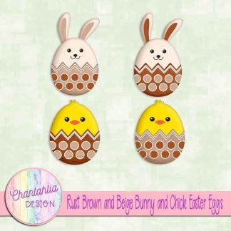 Free rust brown and beige bunny and chick Easter eggs