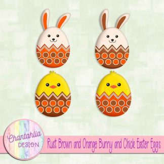 Free rust brown and orange bunny and chick Easter eggs