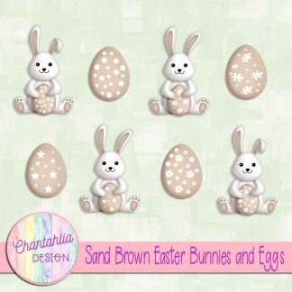 Free sand brown Easter bunnies and eggs