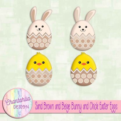 Free sand brown and beige bunny and chick Easter eggs