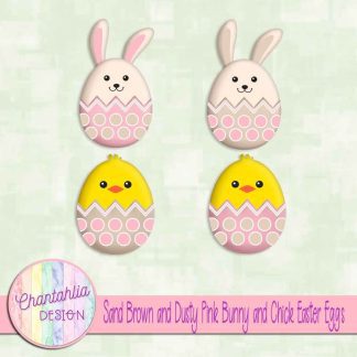 Free sand brown and dusty pink bunny and chick Easter eggs