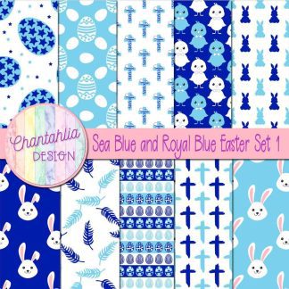 Free sea blue and royal blue Easter digital papers