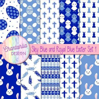 Free sky blue and royal blue Easter digital papers