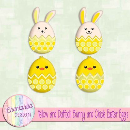Free yellow and daffodil bunny and chick Easter eggs