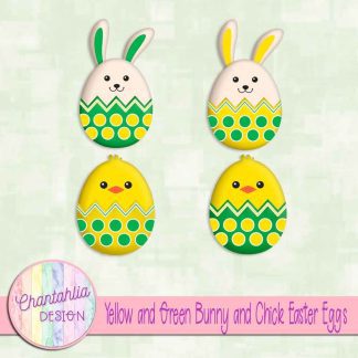 Free yellow and green bunny and chick Easter eggs