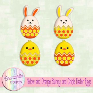 Free yellow and orange bunny and chick Easter eggs