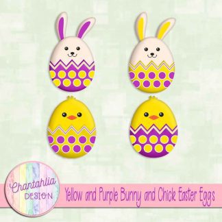 Free yellow and purple bunny and chick Easter eggs