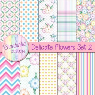 Free digital papers in a Delicate Flowers theme