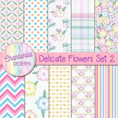 Free digital papers in a Delicate Flowers theme