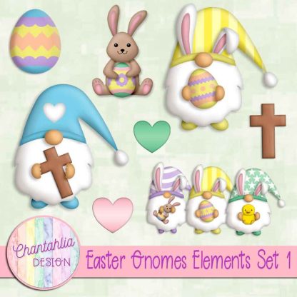 Free Easter Gnomes design elements