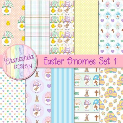 Free digital papers in an Easter Gnomes theme.