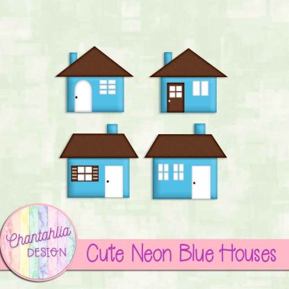 Free cute neon blue houses