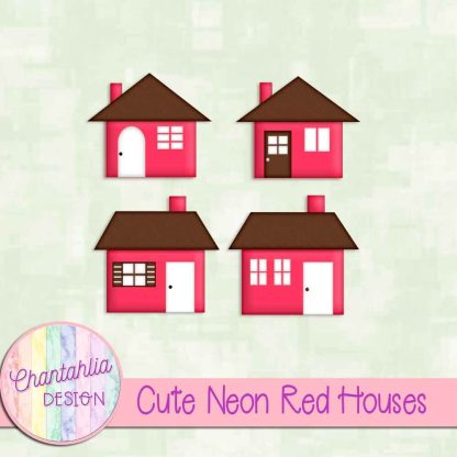 Free cute neon red houses