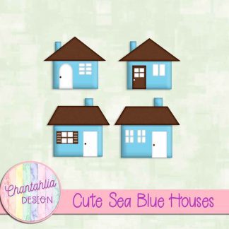 Free cute sea blue houses