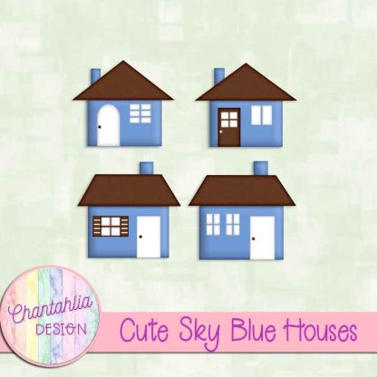 Free cute sky blue houses