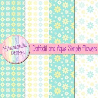 Free daffodil and aqua simple flowers digital papers