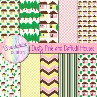 Free dusty pink and daffodil houses digital papers