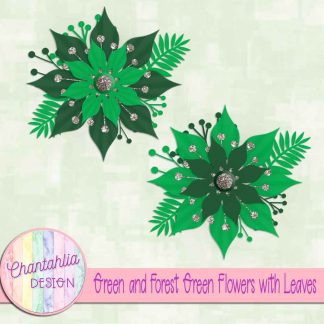 Free green and forest green flowers with leaves