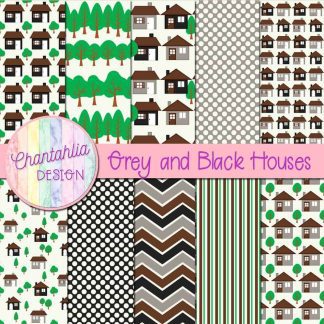 Free grey and black houses digital papers