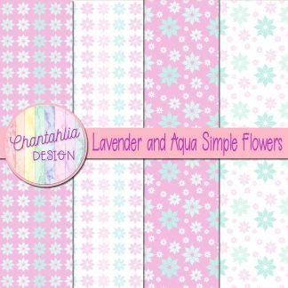 Free lavender and aqua simple flowers digital papers