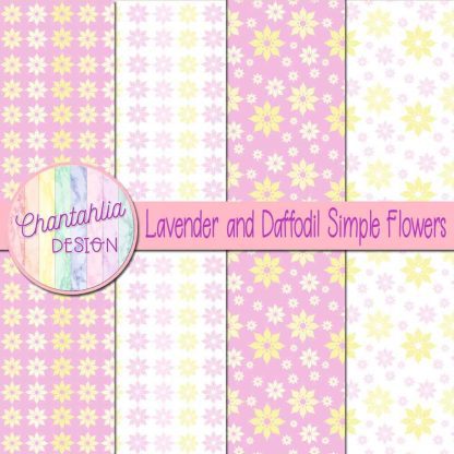Free lavender and daffodil simple flowers digital papers
