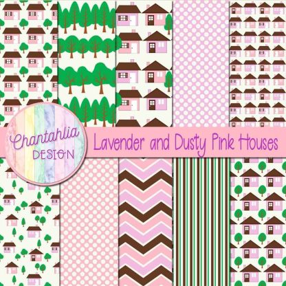 Free lavender and dusty pink houses digital papers