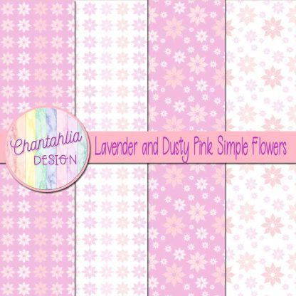 Free lavender and dusty pink simple flowers digital papers