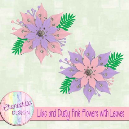 Free lilac and dusty pink flowers with leaves