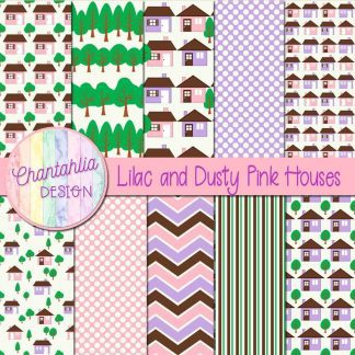 Free lilac and dusty pink houses digital papers
