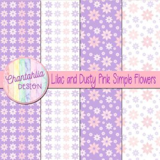 Free lilac and dusty pink simple flowers digital papers
