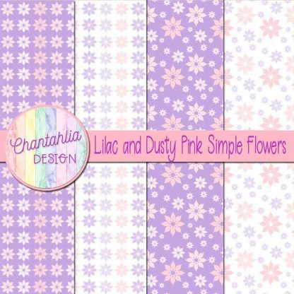 Free lilac and dusty pink simple flowers digital papers