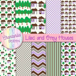 Free lilac and grey houses digital papers