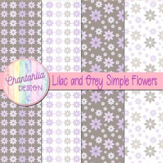Free lilac and grey simple flowers digital papers